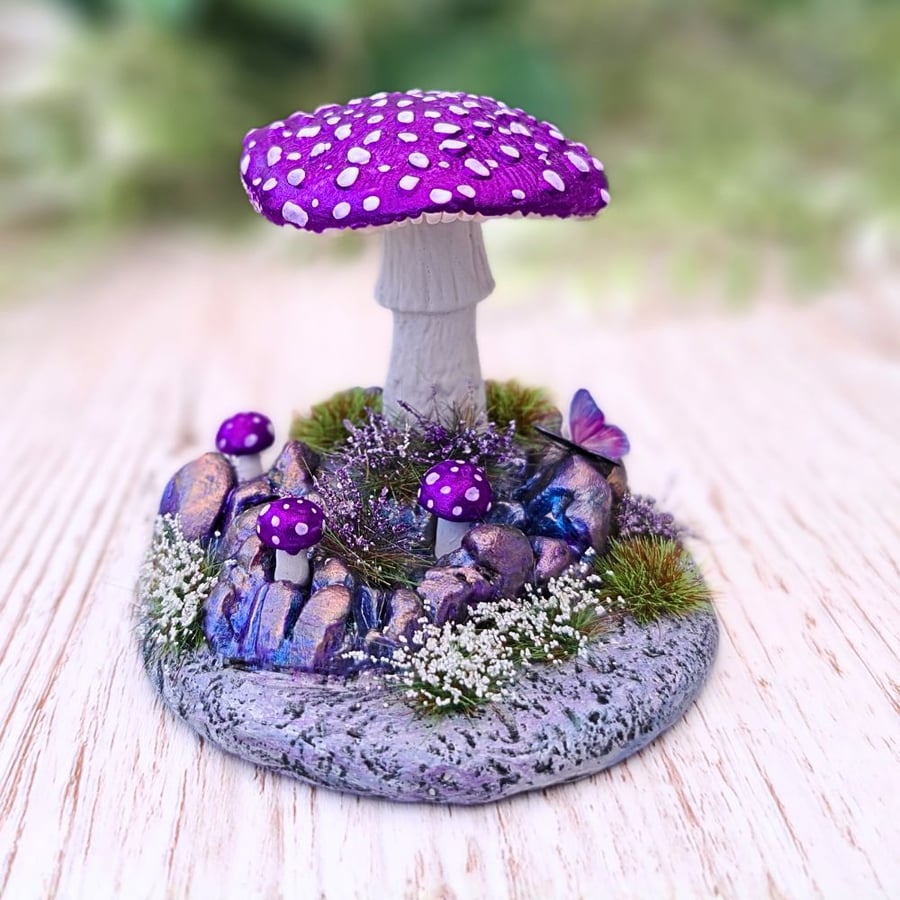 Metallic Purple Mushroom Ornament 