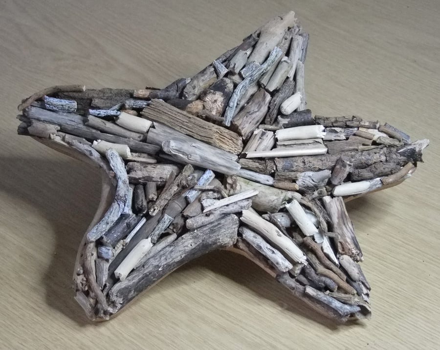 Driftwood starfish shaped wallhanging, driftwood from Cornwall