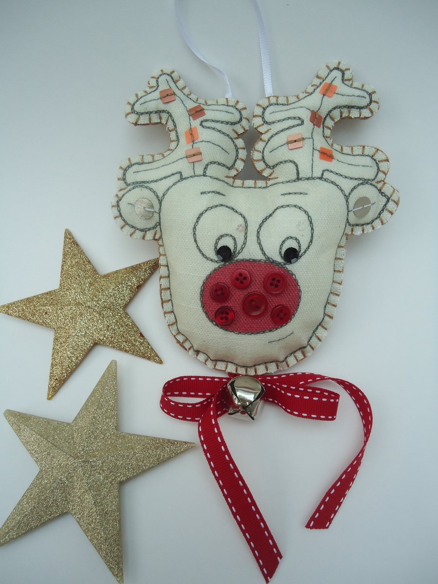 Linen Rudolph Decoration, Button Nose