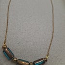 Blue Ember Bar Bead Necklace