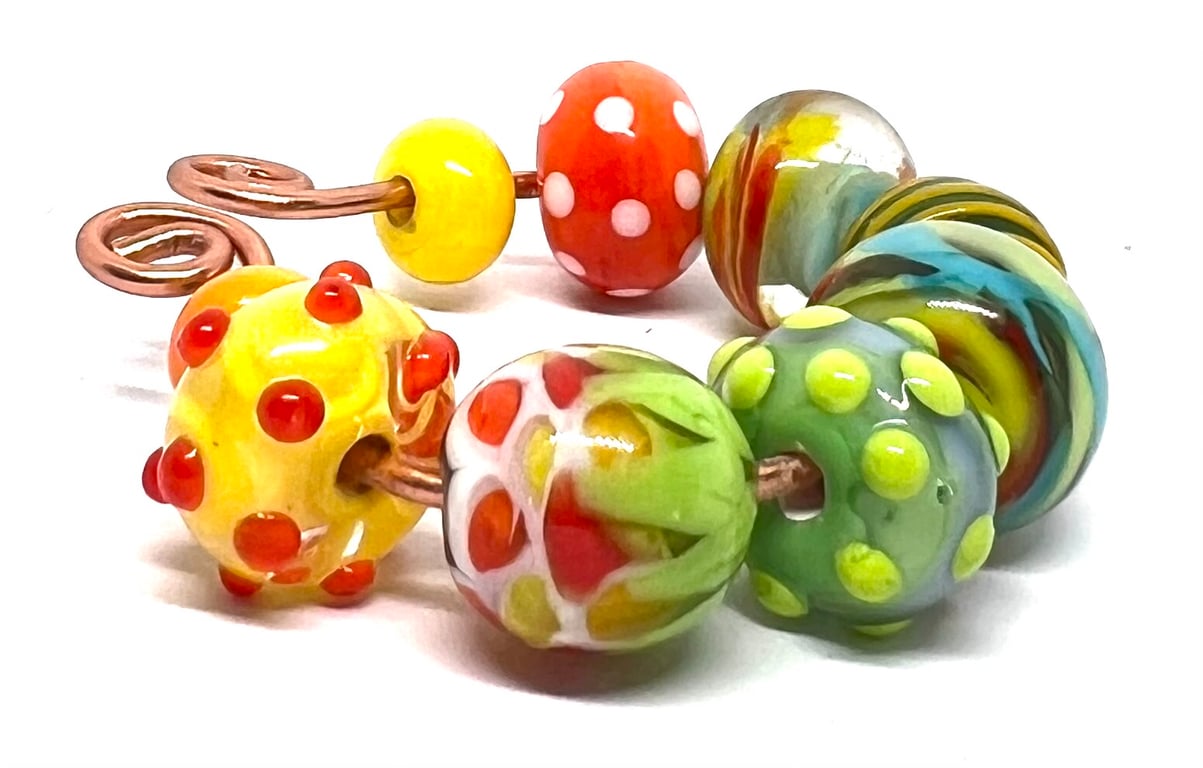 Handcrafted Lampwork Glass Beads – Raised Dots, Spirals, Polka Dots & Swirls