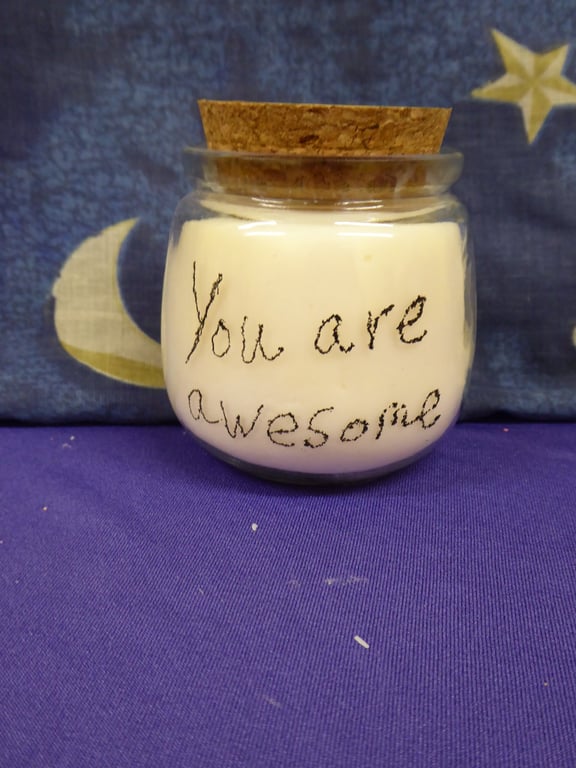 Hand Engraved You are awesome Soy Wax Candle