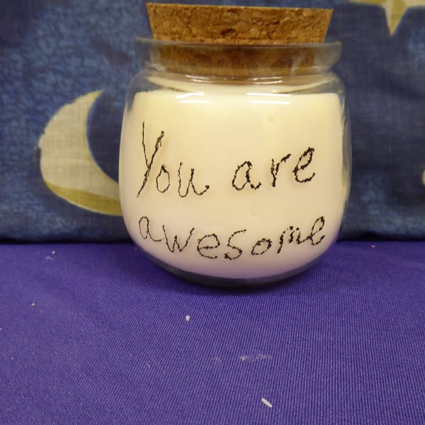 Hand Engraved You are awesome Soy Wax Candle