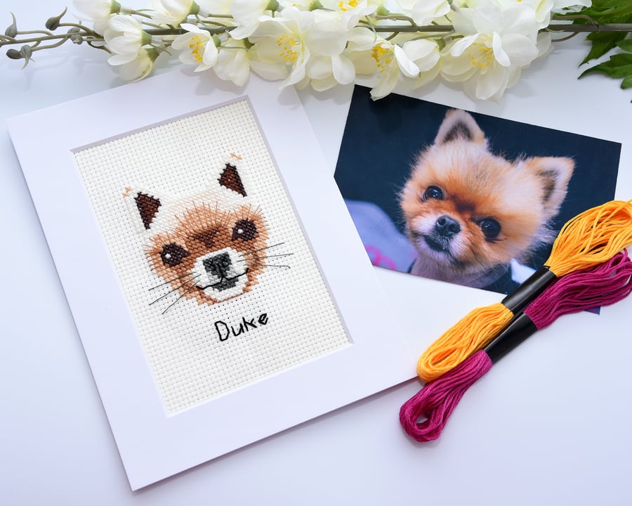 Custom-made Cross Stitch Pet Portrait - Folksy