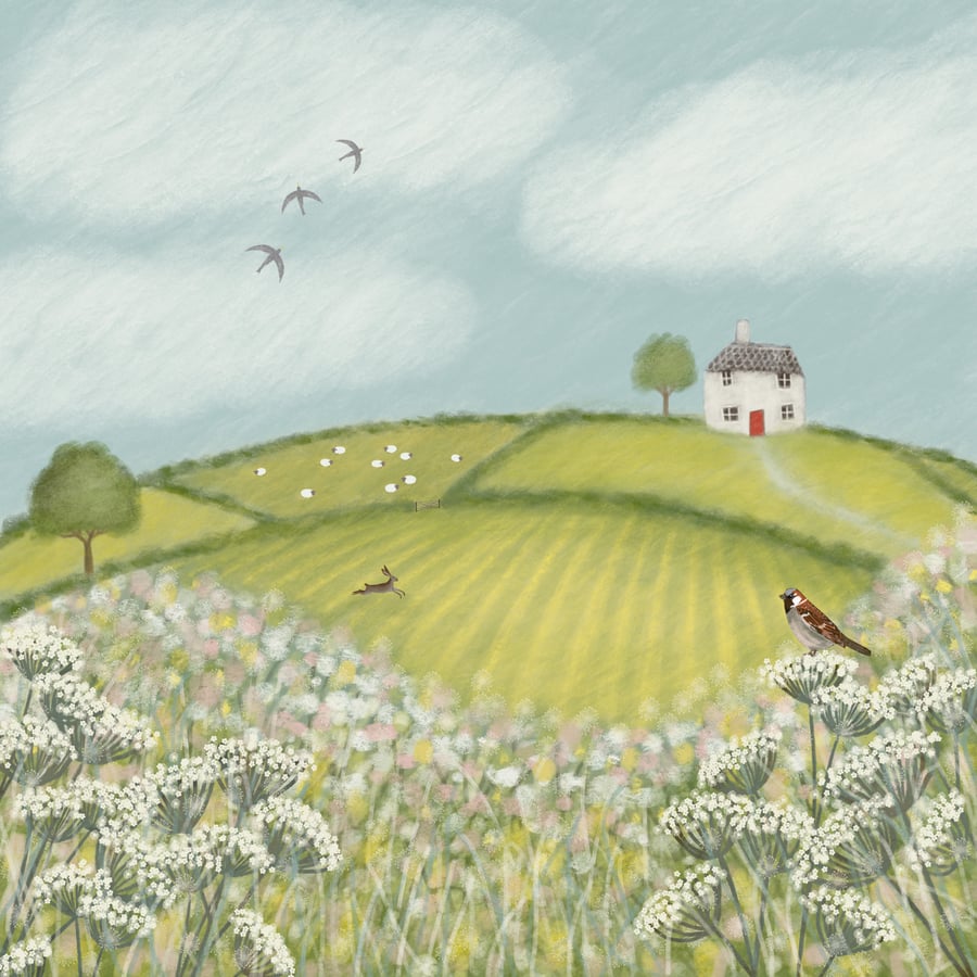 Summer Meadows, blank greetings card 