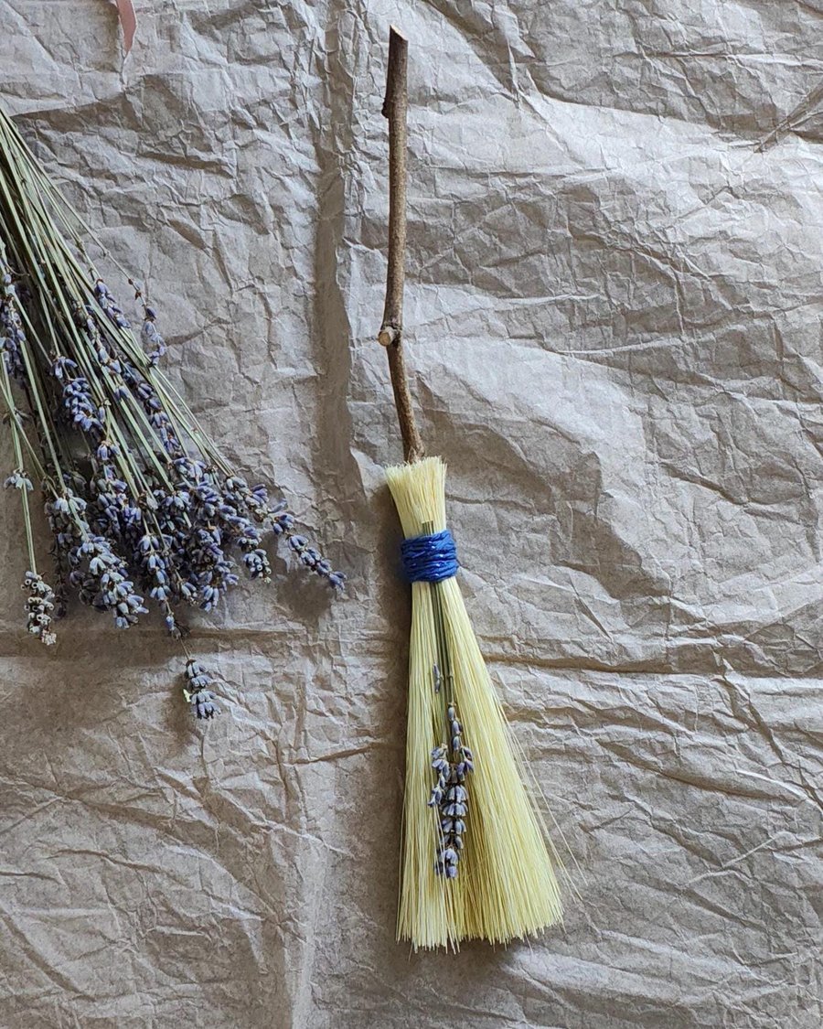 Handmade Mini Besom Broom - Witchcraft Altar Decor - Natural Wood & Botanical Br