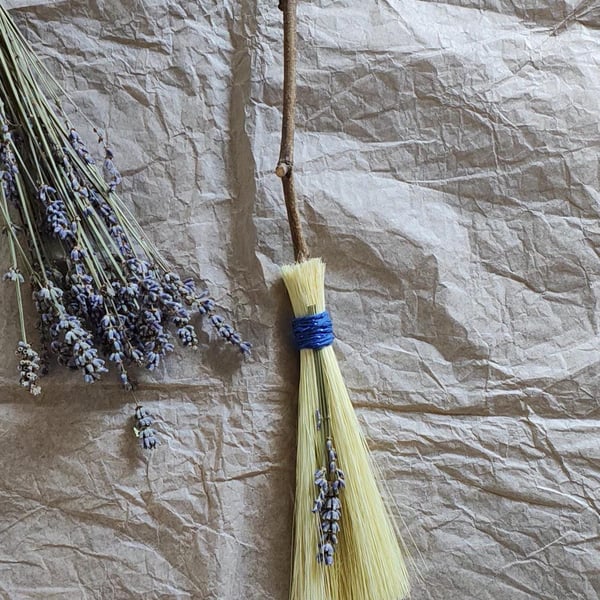 Handmade Mini Besom Broom - Witchcraft Altar Decor - Natural Wood & Botanical Br