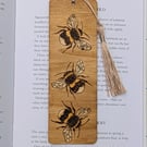 Bees, wooden bookmark, pyrography, stocking filler gift for a bee lover