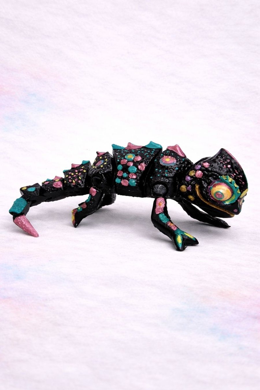 Articulated Chameleon Figure – Handmade Custom 3D Printed Model