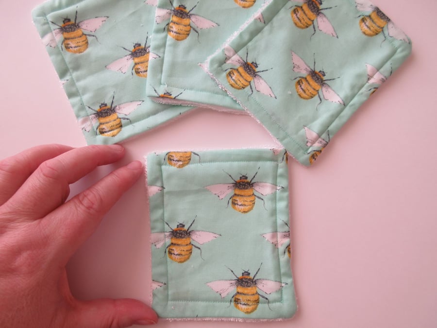 Eco Friendly Bamboo Face Wipes Cleansing Pads Reusable Washable Flannel: Bee