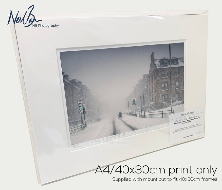 Tenement Snow Scene Greenock Scotland - A4 (40x30cm) Unframed Print