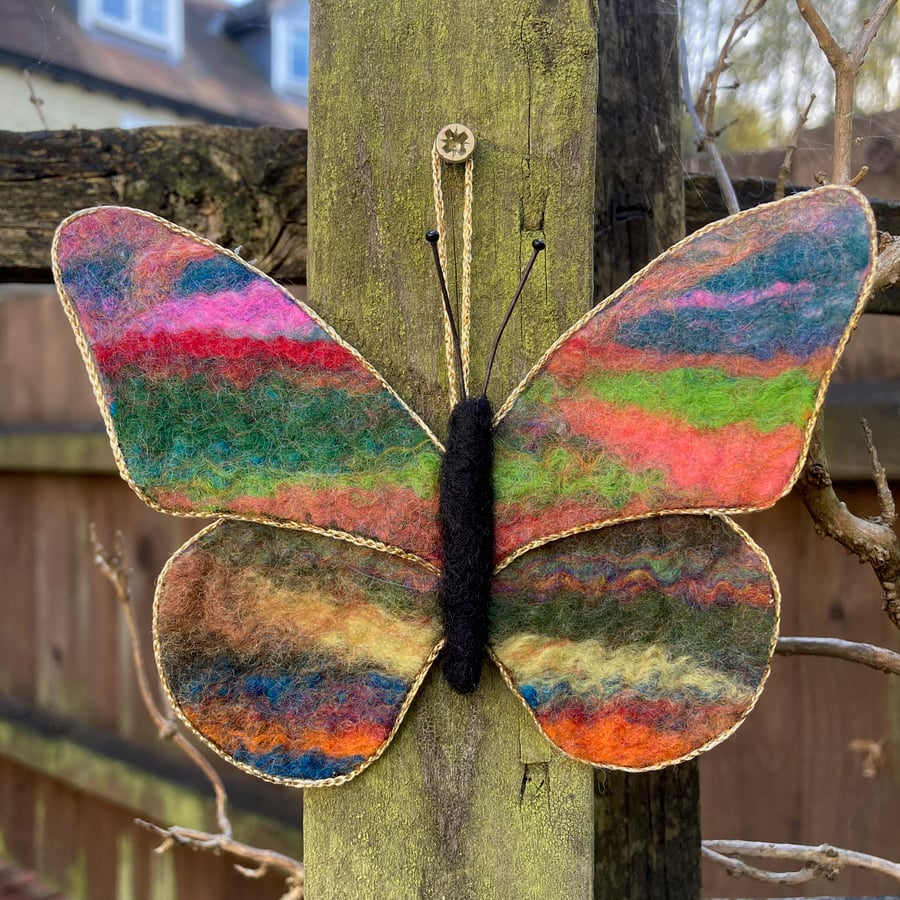 Multicoloured hanging felt butterfly