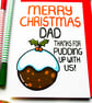 Funny Cute Christmas Card For Dad, Xmas Pudding Card From Kids - Image 7