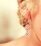 Macrame Spiral Earrings, Dusky pink sterling silver earrings  - Image 5