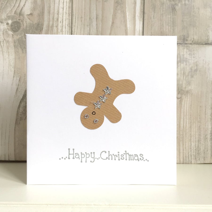 Handmade fun Christmas card - gingerbread man gymnast acrobat