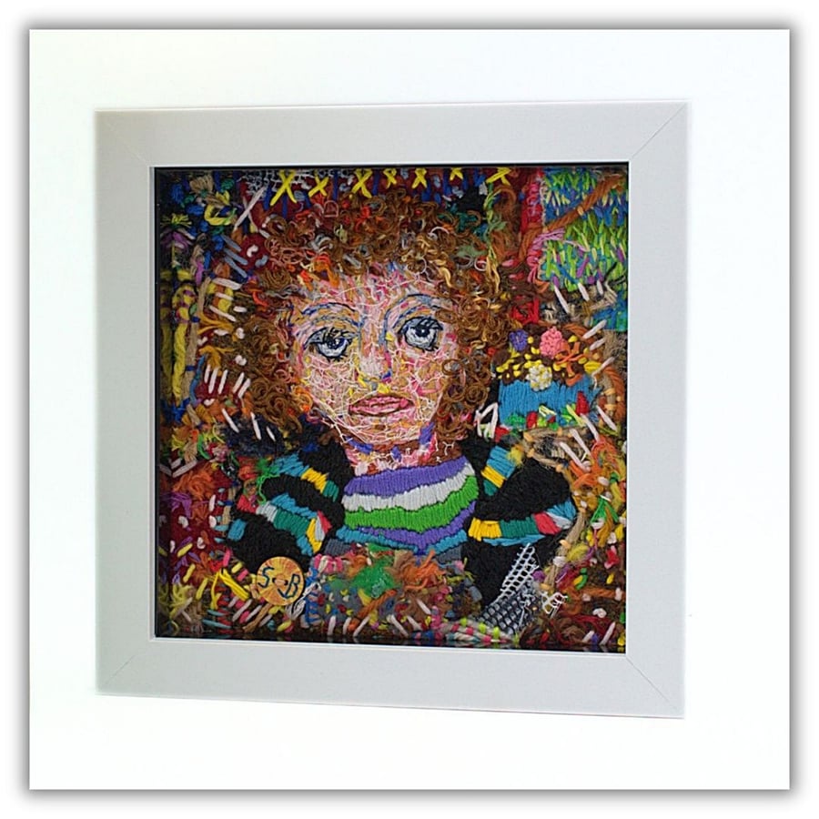 Feminist art - framed embroidery art - original needlework by hand