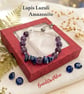 September Birthstone Bracelet, Lapis Lazuli and Amethyst Adjustable Slider  - Image 1