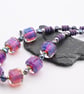 lampwork glass purple pink beaded necklace - Image 3