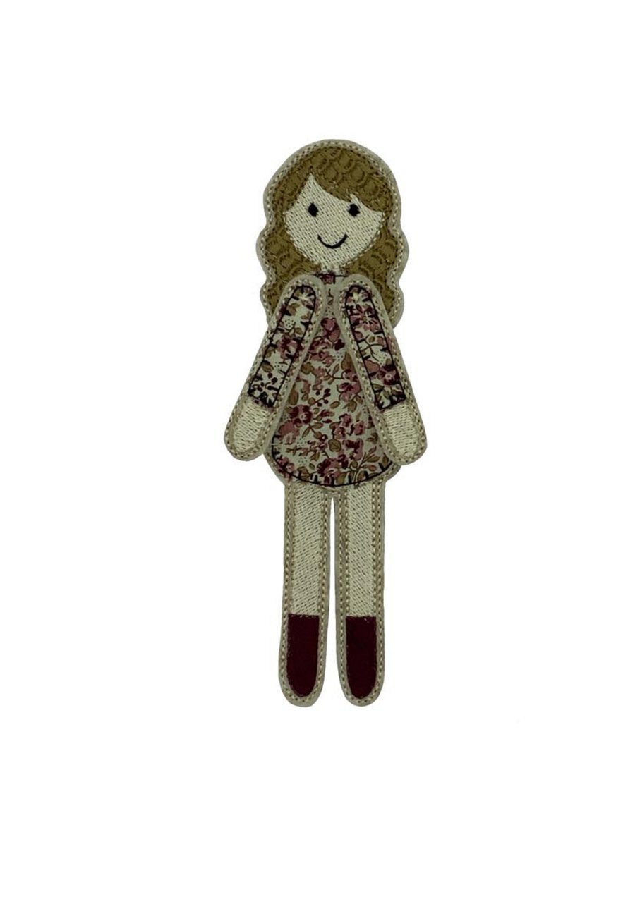 Dolly Bookmark, Textile Bookmark, Embroidered Bookmark, Stitched keepsake