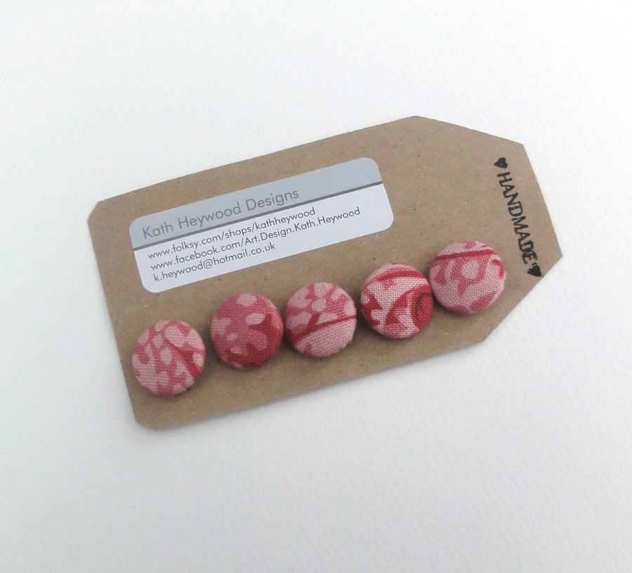 Pink Fabric Buttons, Free Postage