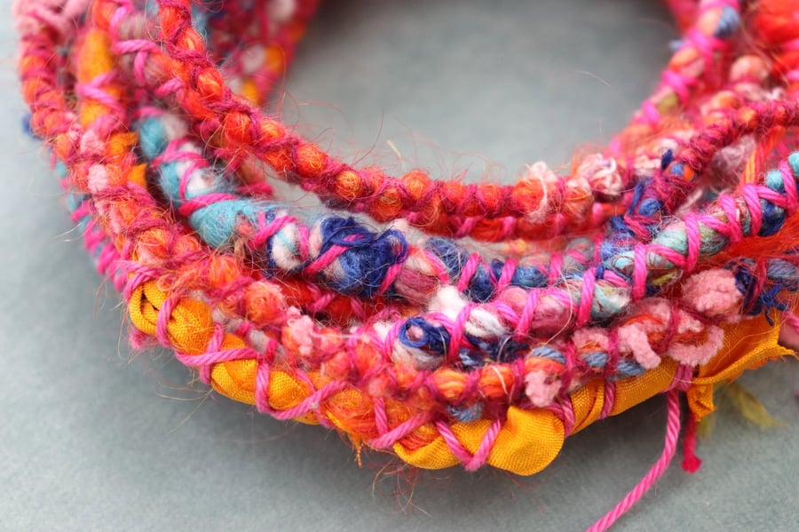 Image of Arty Dreads for Long Hair (mainly pinks with a mini granny square)