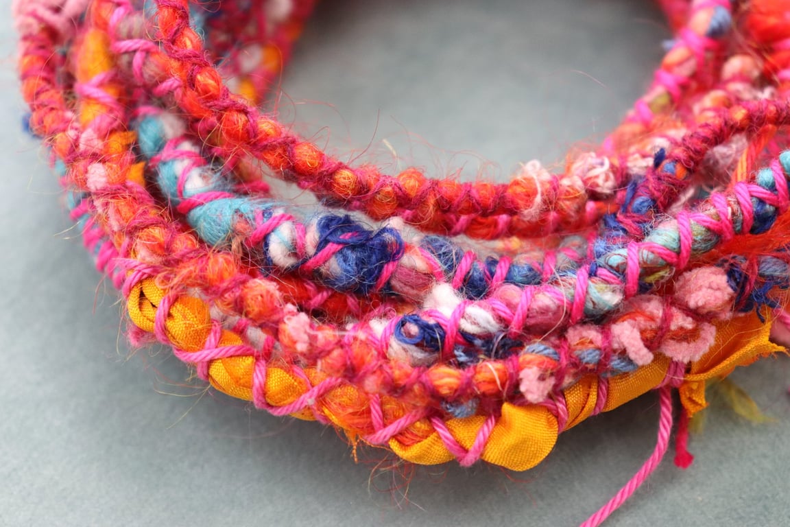 Arty Dreads for Long Hair (mainly pinks with a mini granny square)