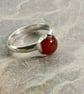 Sterling Silver Ring with Carnelian Gemstone,  size N-O - Image 1