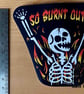 Burnt Out Skeleton Sticker - Funny Goth Spooky Decoration - Image 3