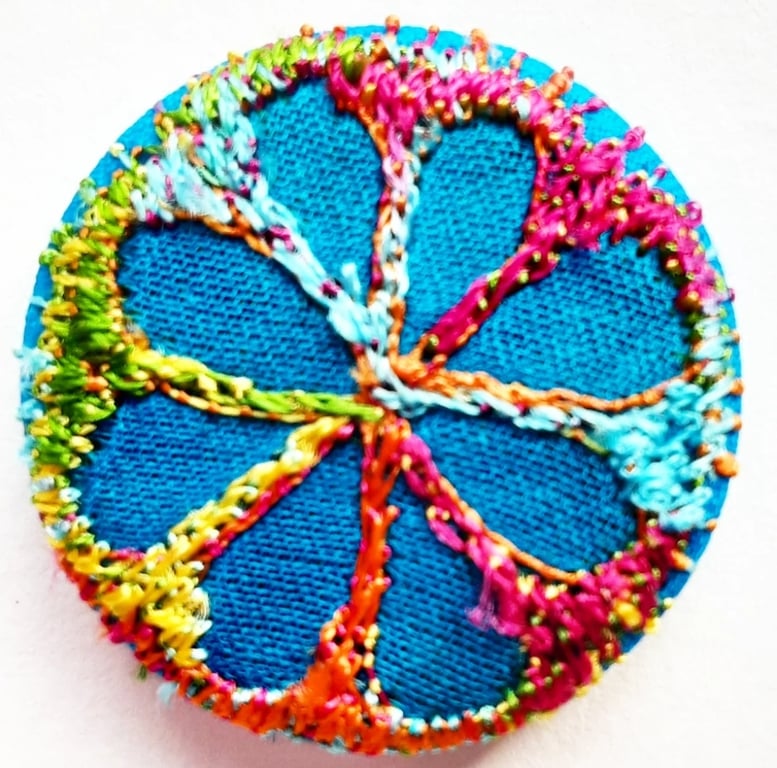 Buttons 1 inch button Hand Dyed Silks and Cottons Free Machine Embroidery Button