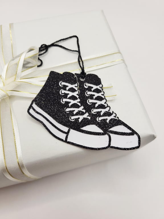 Glitter Baseball Boots Gift Tag, Fashion Gift Wrap Accessory, Sneakers Label for