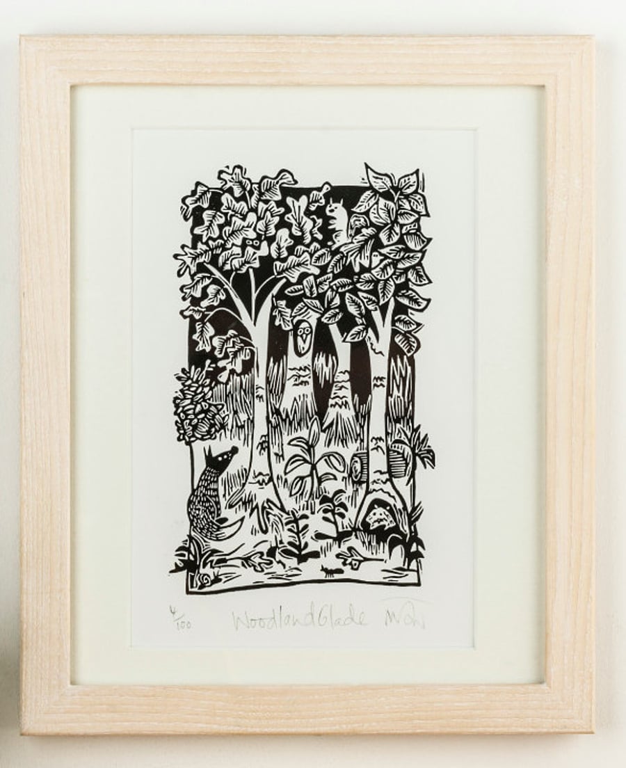 Image of Woodland Glade - lino cut print - SUPER SECONDS
