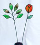 Stained Glass Tulip with Leaf Foliage - Handmade Gift - 2 items - Image 1