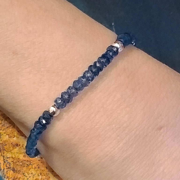 London Blue Topaz (Coated) Bracelet with Silver Accent Beads and Extension Chain