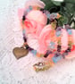 Mixed Gemstone Chip Bead Necklace with a Bronze Heart Charm, Gift for Her - Image 2