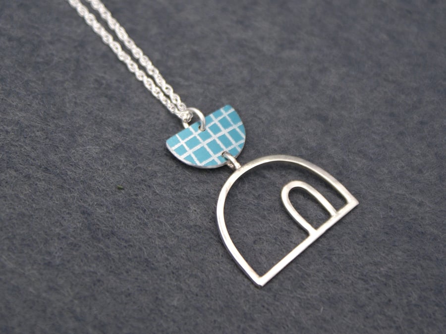 Blue and silver open necklace