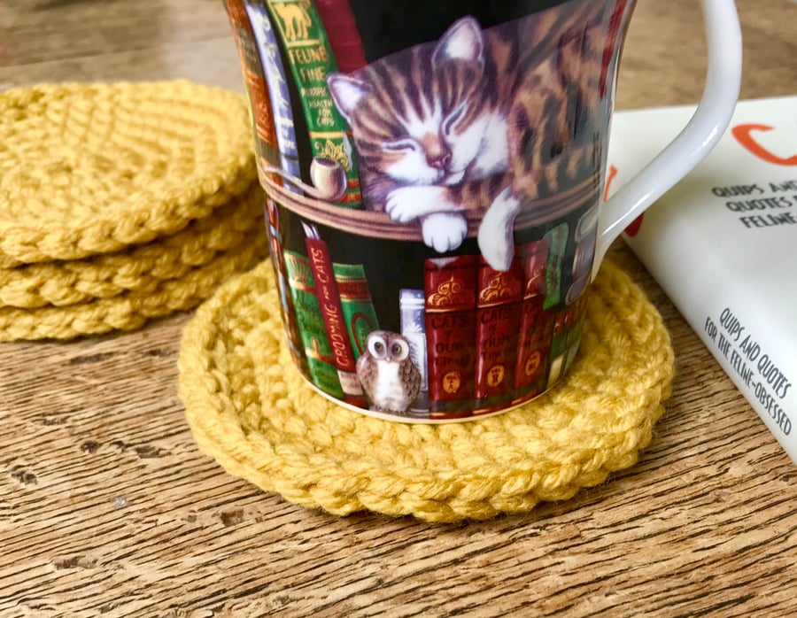 Mustard Coloured Coasters (Set of 4)