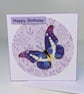 Birthday card, butterfly, handmade with large butterfly embellishment 