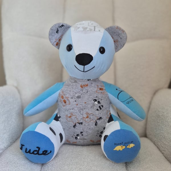 Custom Memory Bear from Baby Clothes, Adult Clothing or School Uniform