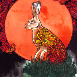 Nouveau Paisley Hare Fine Art Print