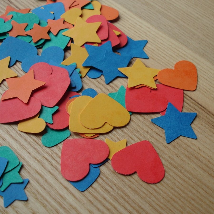 Die cut card hearts and stars for scrapbooking or cardmaking