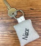 Niece key ring - handmade linen & lavender keyring - pink gingham heart  - Image 3