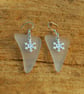 Beach glass earrings with snowflake charms - Image 2