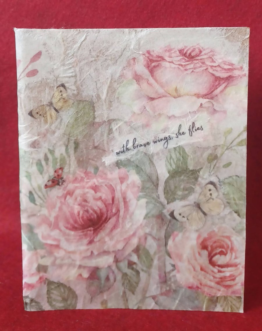 Image of A6 Notebook Roses and Butterflies