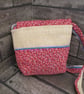 Upcycled Coffee Sack -  Mini Shoulder Bag -  Red ditsy print - Image 4