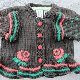 Hand Knitted girls cotton cardigan age 3-6 months 