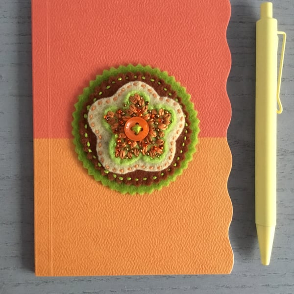 Hand Embroidered Sunny Flower Notebook Set