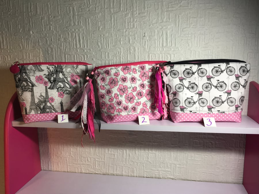 Pretty in Pink Make-up Bag, Project Bag, Craft Bag, Anything you like Bag.