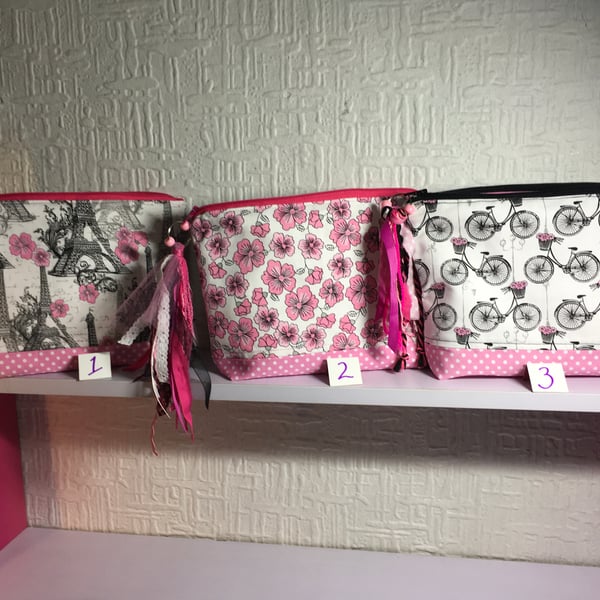 Pretty in Pink Make-up Bag, Project Bag, Craft Bag, Anything you like Bag.