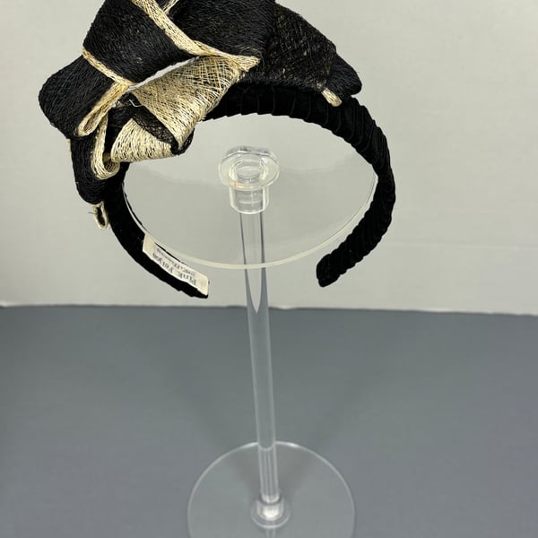 Velvet & Straw Bow Headband 
