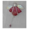 Angel Bell Suncatcher Stained Glass Cranberry 046